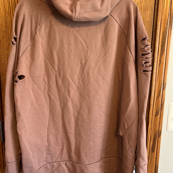 Alo Yoga Distressed Hoodie Women Size XL Mauve Hoodie - Picture 2 of 4
